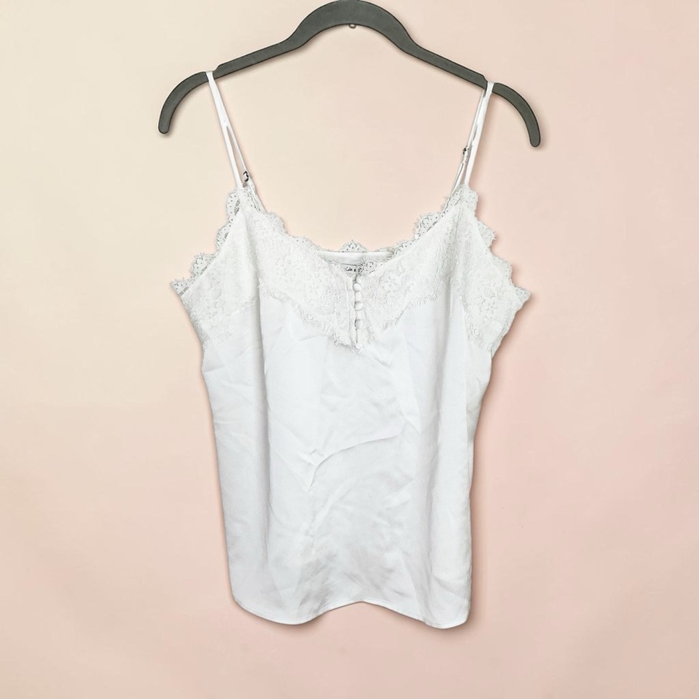 Abercrombie & Fitch White Lace Trim Satin Cami Top Size Medium